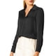 thumbnail image 5 of CAMISAS ELEGANTES PARA MUJER INSPIRADAS CHIC, CON CUELLO PUNTA V Y MANGAS LARGAS, BLUSA DE SATÉN SUAVE, TALLA XS, NEGRO, 5 of 8