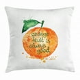 thumbnail image 1 of Fruit Throw Pillow Cushion Cover, Watercolor Style Brush Strokes Orange is Always Good Quote Healthy Life Design, Decorative Square Accent Pillow Case, 20 X 20 Inches, Green and Orange, by Ambesonne, 1 of 2