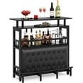 thumbnail image 2 of Tribesigns Bar Unit Home Entertainment Collection Upholstered Bar with Storage and Footrest, Black, 2 of 7
