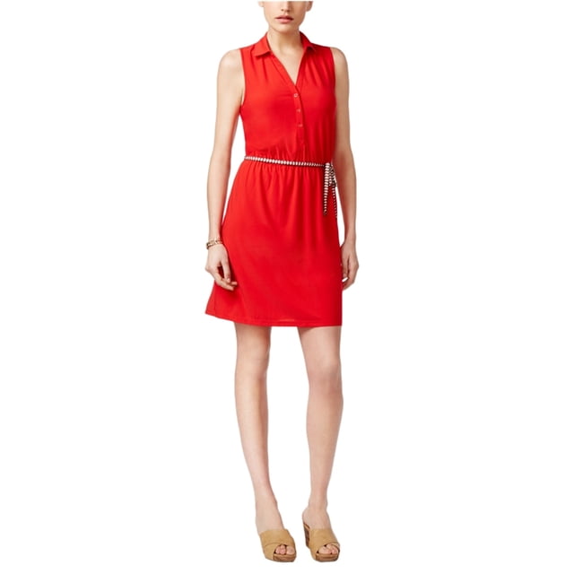 GH Bass & Co. Vestido camisero con cinturón para mujer, rojo, XXL