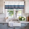 thumbnail image 2 of Blue Gray Stripe Window Valance Curtain Geometric Pattern Rod Pocket Short Curtain for Living Room, Bedroom & Kitchen Window Decor 42x12in, 2 of 8