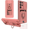 thumbnail image 2 of KOMI Case for Samsung Galaxy S22/S22+/S22 Ultra, Push Window Phone Case with Card Holder Ring Holder Magnetic Back Cover, Shockproof Anti-Slip Protection, Pink, S22Ultra 6.8", 2 of 6