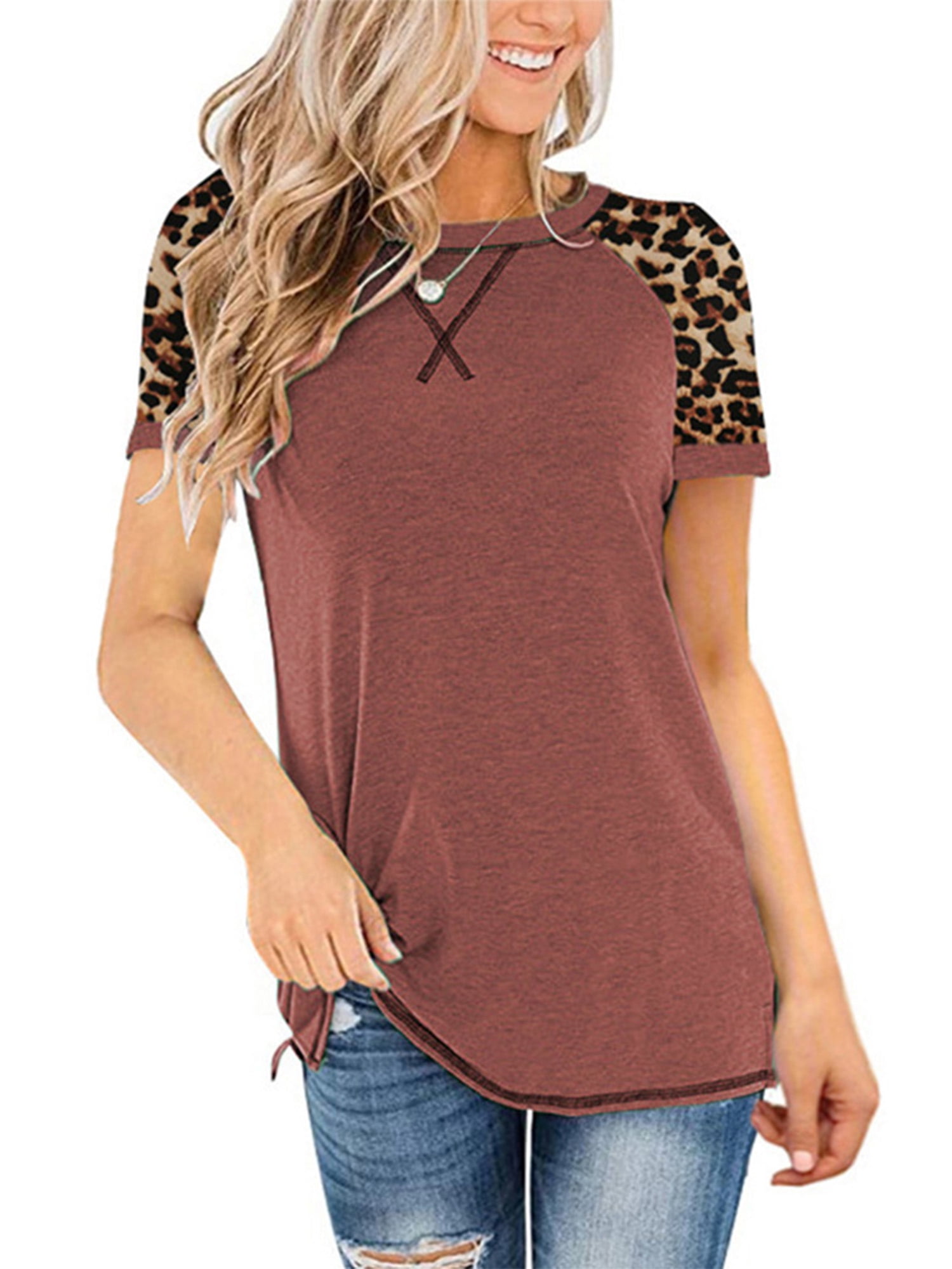 LAINAB Womens Plain Summer Casual Loose Short Sleeve Tunic T-Shirt Tops Sweatshirt