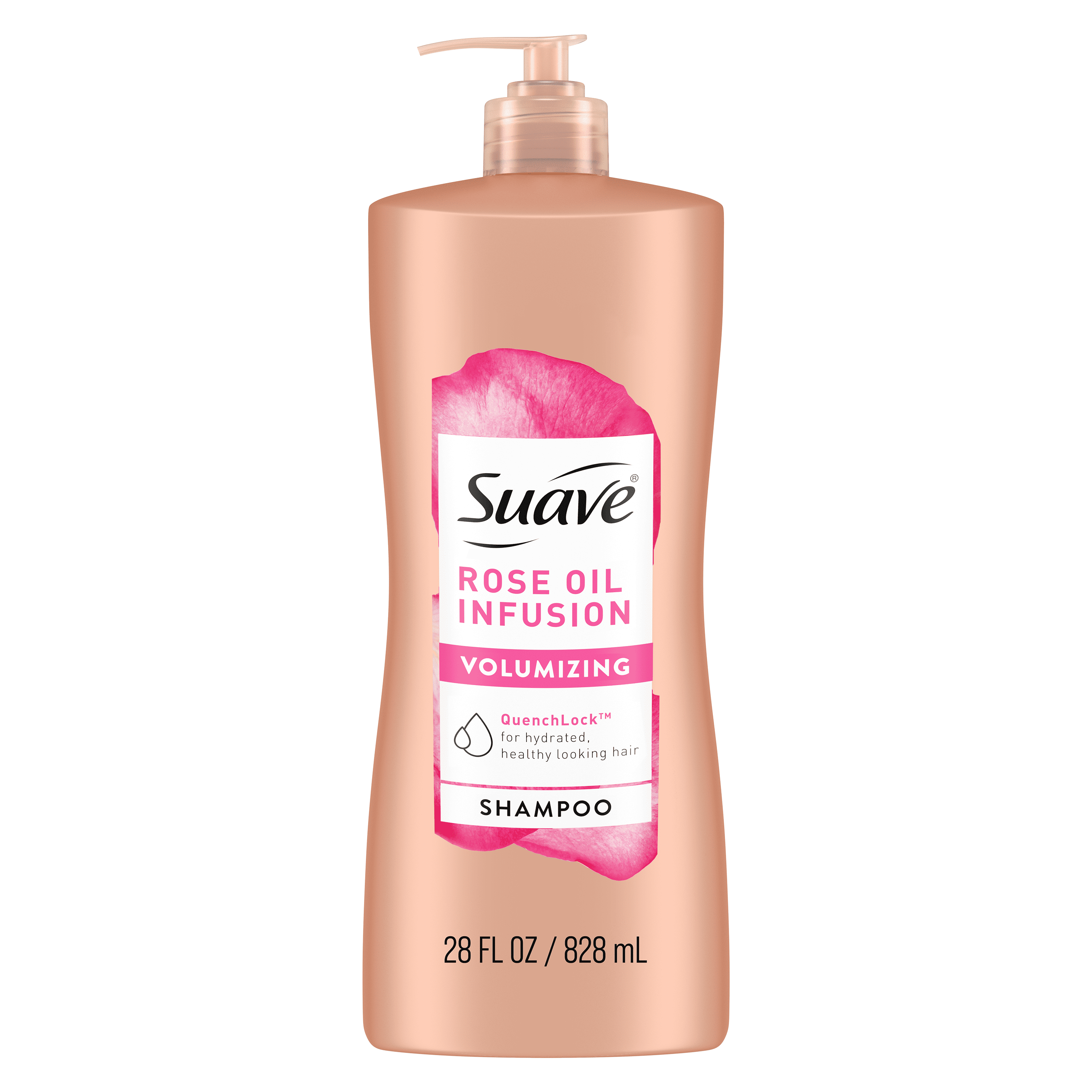 (4 pack) Suave Professionals Rose Oil Infusion Shampoo with Pump, Volumizing, All Ages, 28 fl oz