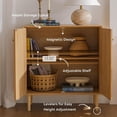 thumbnail image 4 of Rattan Storage Cabinets with Shelves, Narrow Cabinet with Storage, Sideboard Cabinet with Doors, Rattan Cabinets for Kitchen Dining Room Living Room, Natural Oak, 4 of 7