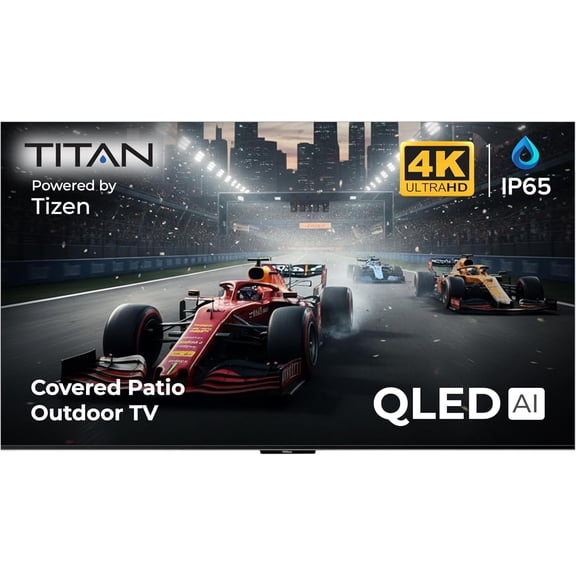 Titan S100 QLED 32 Inch Outdoor TV, Covered Patio, IP65 Smart Weatherproof TV, 4K HDR, 60 Hz, Tizen AI OS, Wi-Fi 5, HDR10 , Outdoor TV Cover, Slim Bezel, 2 Yr Wty