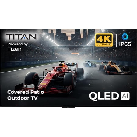 Titan S100 QLED 32 Inch Outdoor TV, Covered Patio, IP65 Smart Weatherproof TV, 4K HDR, 60 Hz, Tizen AI OS, Wi-Fi 5, HDR10+, Outdoor TV Cover, Slim Bezel, 2 Yr Wty