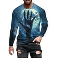 thumbnail image 2 of FDGIU Men's Halloween Graphic Tees Men Casual Round Neck Long Sleeve Pullover Halloween Fashion Printed T-Shirt Blouse Tops Casual Shirts, 2 of 5