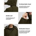thumbnail image 5 of WenVen Men's Winter Coat Puffer Jacket Warm Waterproof Parka with Removable Hood Army Green 3XL, 5 of 11
