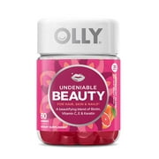OLLY Undeniable Beauty Gummy, 30 Day Supply (60 Gummies), Grapefruit Glam, Biotin, Vitamin C, Keratin, For Hair, Skin, Nails, Chewable Supplement