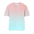 thumbnail image 4 of T-Shirts Dégradés pour Femmes - Mode Col Rond Décontracté Manches Courtes - Hauts Quotidiens Extensibles Doux, Rose T-Shirt Dégradé Mode Col Rond Décontracté, 4 of 5