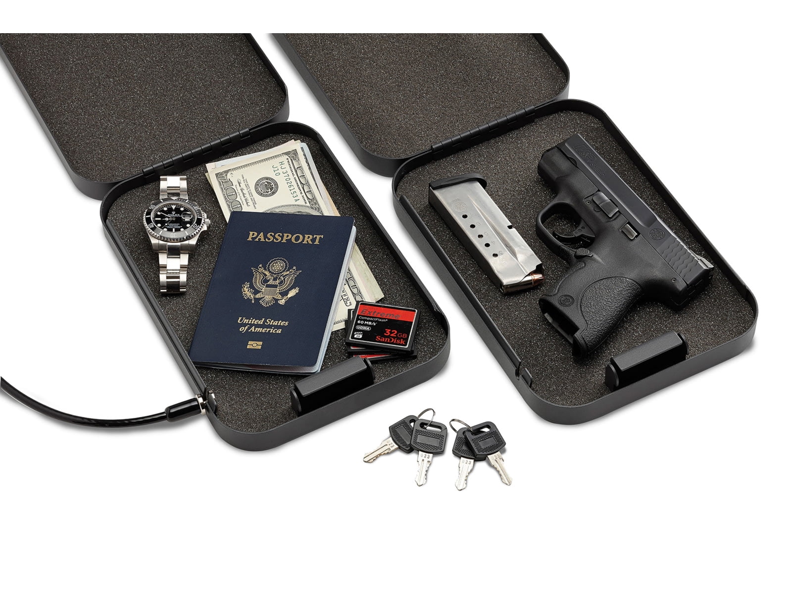 SnapSafe 75200 Lock Box Keylock Pistol Safe Key 9.5" x 6.5" x 1.75" 18 Gauge Steel Black