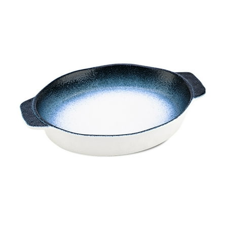 

Round Porcelain Lasagna Plate Ceramic Baking Pan With Handle Casserole Snack Pie Microwave & Oven Safe-White-Oval