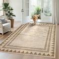 thumbnail image 5 of Garvee 9x12 Geometric Bordered Rug Solid Area Rug with Non Slip Backing, Washable Rug Soft Neutral Floor Mat for Living Room Bedroom Dining Room, Brown, 5 of 6