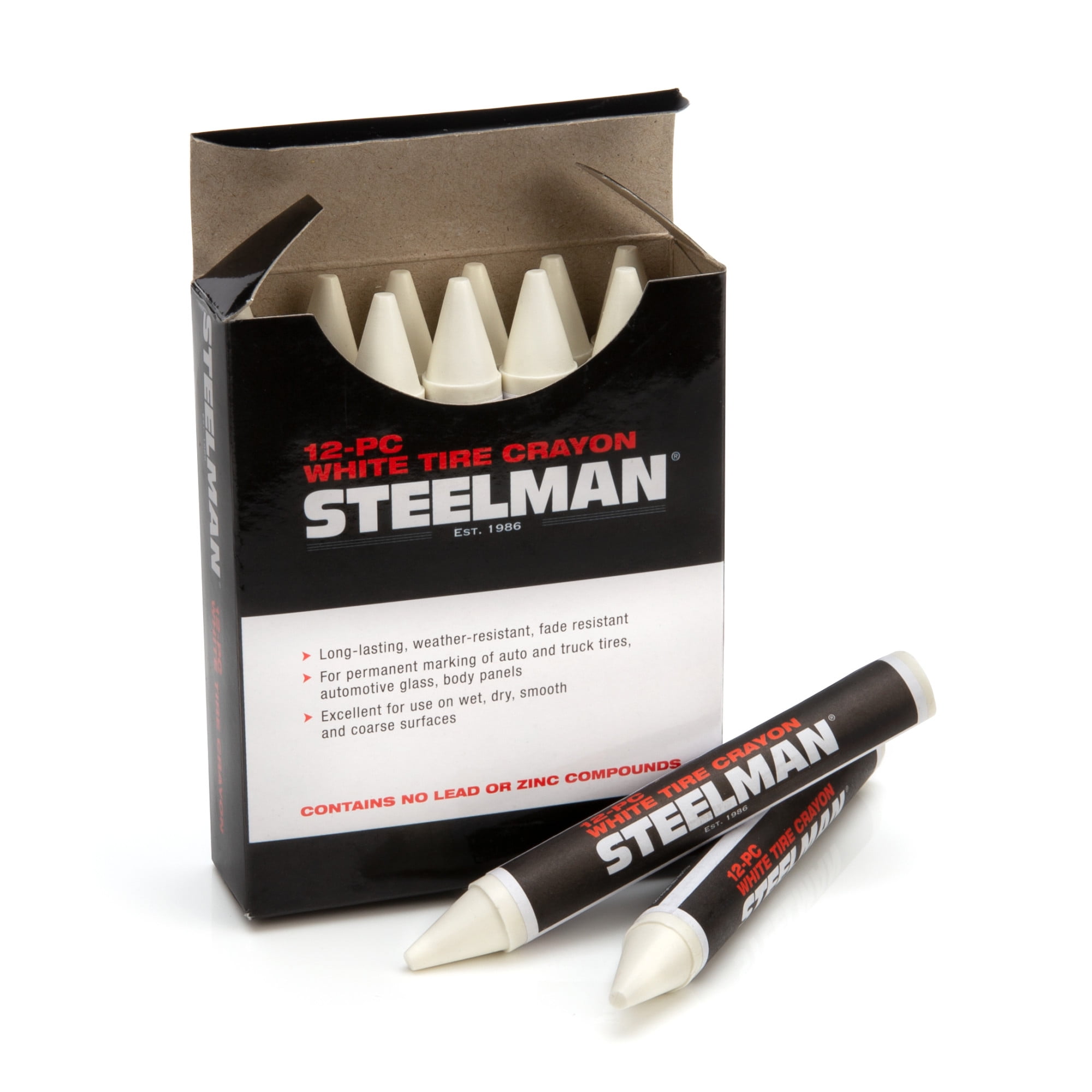 STEELMAN 00063 White Tire Marking Crayons, Box of 12