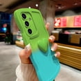 thumbnail image 3 of for Samsung Galaxy S24 Gradient Wavy Case with Wrist Strap Lanyard Cute Love Heart Curly Wave Frame Design Solid Color Soft Silicone Shockproof Cover for Girls Women, Green/Blue, 3 of 12