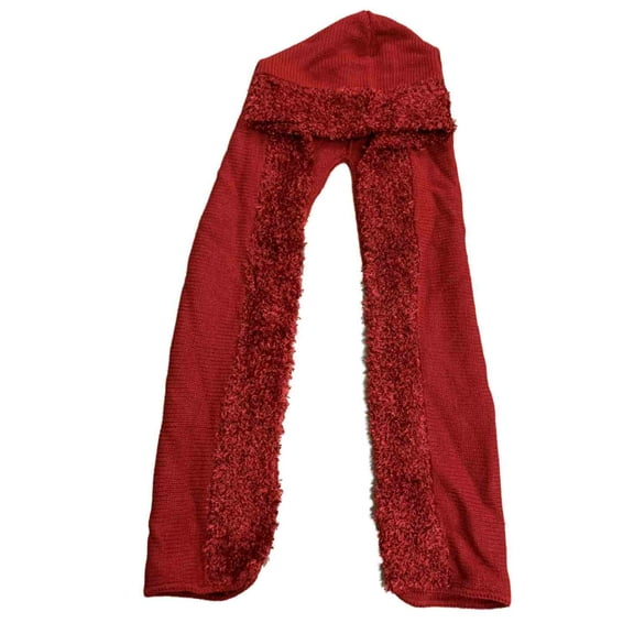 Womens Ruby Red Hood Wrap Scarf Hat Combo