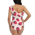 thumbnail image 6 of Yiaed Strawberry Print Women One Piece Swimsuits Tummy Control One Shoulder Bathing Suits Pattern Ruffle Swimwear-Large, 6 of 8