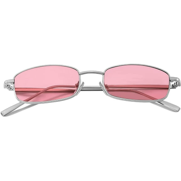 FEISEDY Vintage Slender Square Sunglasses Retro Small Metal Frame Candy Colors B2295