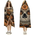thumbnail image 3 of Wearable Blanket Halloween Skull Cloak Hooded Blanket for Women Kids Cozy and Comfy Halloween Pumpkin Gift, 3 of 6