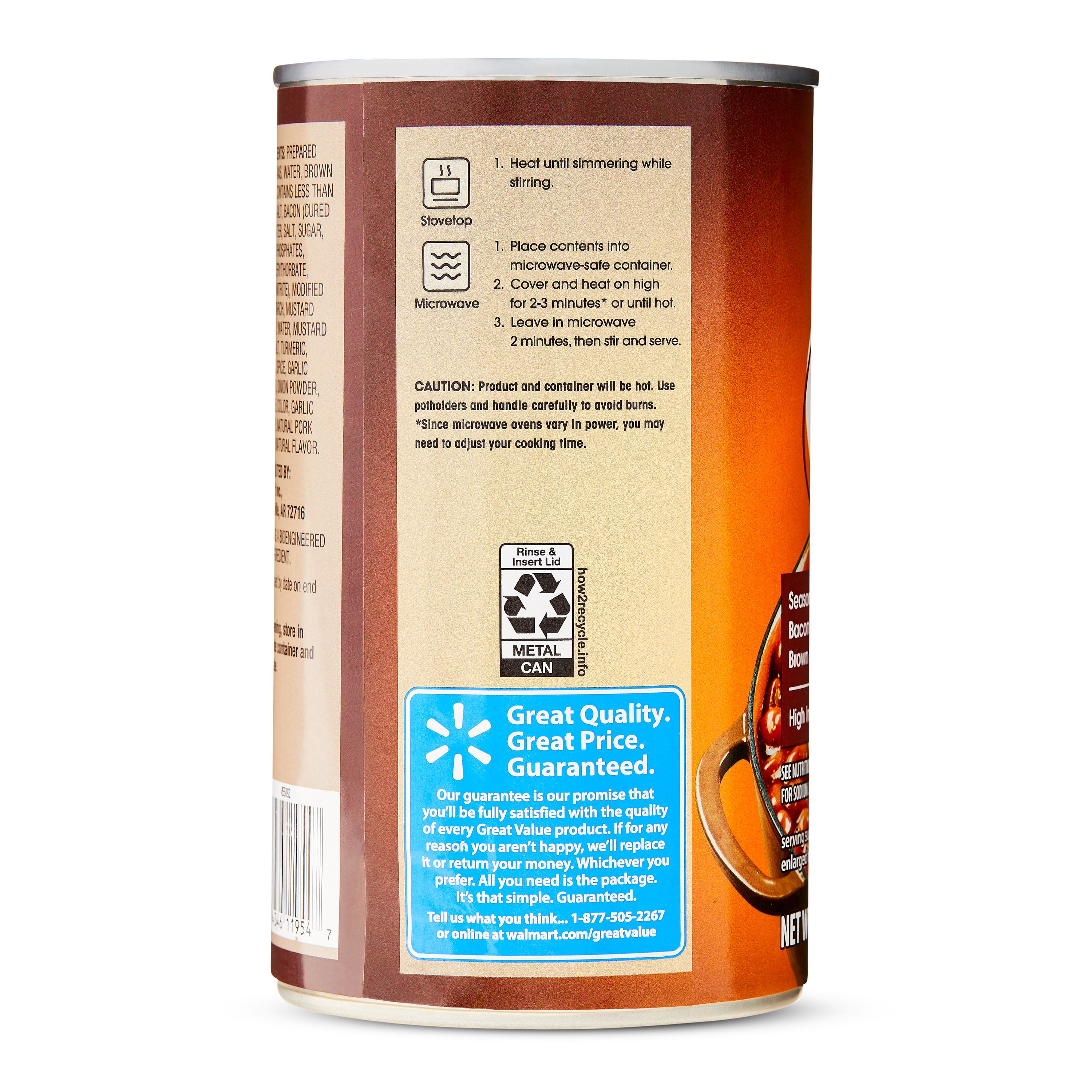 (12 pack) Great Value Country Style Baked Beans, 28 oz Can