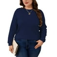 thumbnail image 2 of Drvitor Plus Size Sweaters for Women Crew Neck Basic Solid Color Lightweight Fall Sweater Pullover Tops, Sizes XL-5XL, 2 of 7