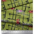 thumbnail image 2 of Soimoi Green Cotton Duck Fabric Geometric & Rose Floral Printed Craft Fabric by the Yard 42 Inch Wide, 2 of 3