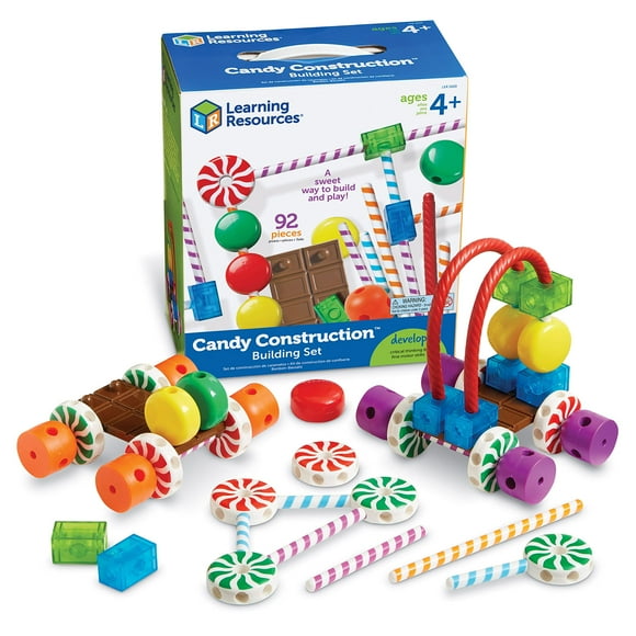 Learning Resources Candy Construction Building Set - 92 piezas, edades 4+, juguetes de aprendizaje para niños pequeños, juguetes de construcción de motricidad fina, juguetes preescolares, juguetes STE