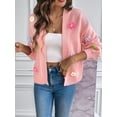 thumbnail image 4 of Women'S Cropped Cardigan Long-Sleeved Sweaters Boho Crochet Floral Embroidery Oversized Open Front Knit Outwear Pink S, 4 of 9