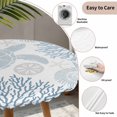 thumbnail image 5 of Blue Sea Turtle Round Fitted Tablecloth with Elastic Edge, Waterproof Table Cloth Table Cover for 55"-60" Tables, Coastal Coral Summer Beach Nautical Tablecloths for Dining Picnic Indoor Outdoor, 5 of 9