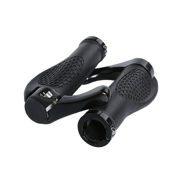 Bike Handlebar Grip Aluminum Alloy and Rubber Anti-Slip Cover for Mountain Bike Black 2 Pieces