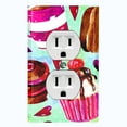 thumbnail image 1 of Metal Light Switch Wall Plate Outlet Cover (Coffee Mocha Candy Bean Toffee Swirl Cupcake Teal Green Polka Dots Heart - Single Duplex), 1 of 2