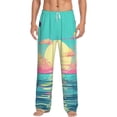 thumbnail image 2 of Lsque Retro Palm Beach Sunset Print Men's Pajama Pants, Lounge Pant - Comfortable Home Wear,Elastic Waistband, Stylish Design-XX-Large, 2 of 9
