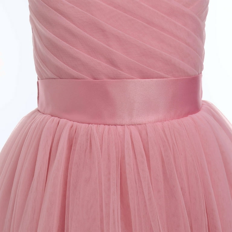 IDOPIP Flower Girl Dresses for Wedding Spaghetti Strap Tulle Princess  Pageant Birthday Party Gown 6-14Y Dirty Pink - Walmart.com