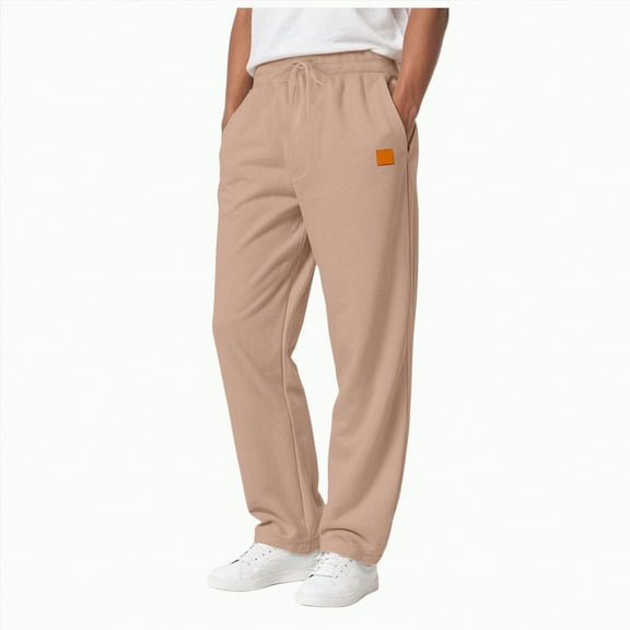 TOWED22 Mens Sweatpants Baggy Straight Wide Leg Open Bottom Casual Pants Elastic Waist Workout Athletic Joggers Pockets Sweat Pants(Coffee,XL)