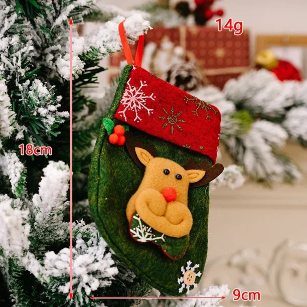 2 piezas 2023 nuevos calcetines de decoración navideña calcetines de dibujos animados de Papá Noel cervatillo muñecos de nieve adornos colgantes para árbol de Navidad decoración del hogar