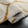 thumbnail image 5 of SAFAVIEH Hudson Arline Plush Geometric Shag Area Rug, Ivory/Gold, 7' x 7' Round, 5 of 8