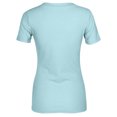 thumbnail image 4 of T Shirts For Women V Neck Tee Shirt Ribbed Fitted Tight Short Sleeve Shirt Basic Knit Blouse Womens Tops Light Blue XL, 4 of 5