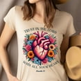 thumbnail image 4 of Trust in the Lord Proverbs 3:5 Heart and Floral Christian T-Shirt, White, Size 3XL, 4 of 6