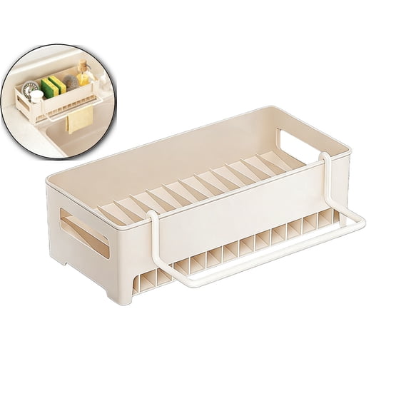 Sponge Holder for Kitchen Sink, Sink Caddy with Dishcloth Rack, Kitchen Sink Storage Rack Organizer Countertop Rustproof, Soap Dispenser Organizers and Storage Essentials