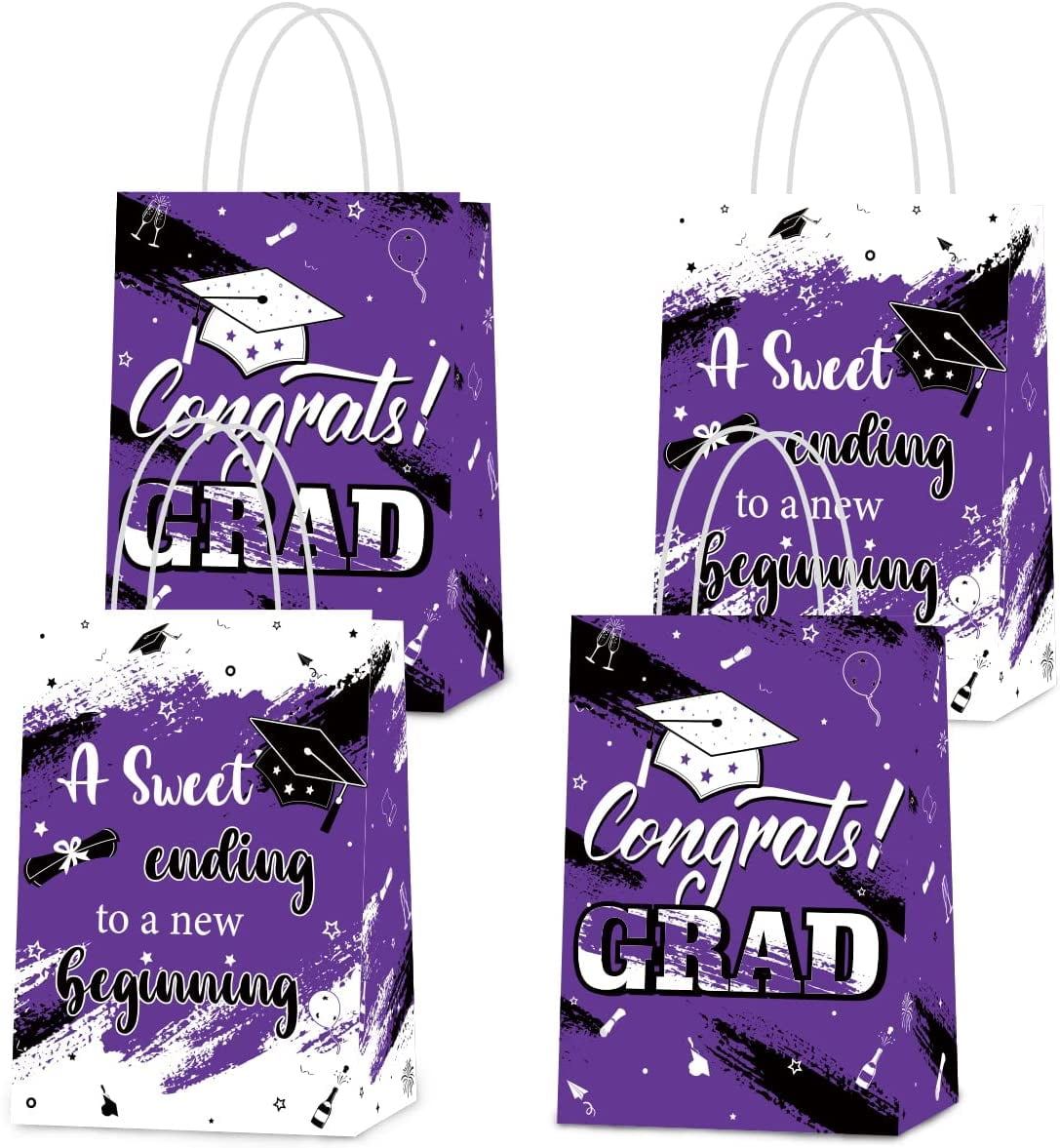 16pcs Graduation Gift Bag Purple Congrats Grad Party Candy Goodie Bag