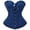 Blue, variant on Women's Overbust Corset Brocade Pattern Ruffle Trim Front Hook With Ribbon Tie Waist Cincher for Holiday Party