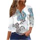 thumbnail image 1 of Camisetas de Manga Corta para las Mujeres Moda Impresa 3/4 Manga Cuello Redondo Top Casual para el Hogar Y Diario, 1 of 5
