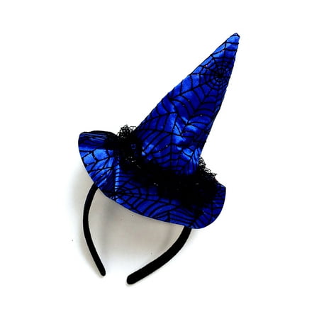 - Pretend Play Dress Up Mozlly Blue Wicked Witch Spider Web Hat Halloween Headband (Multipack of 3)
