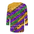 thumbnail image 5 of SOOMLON Mardi Gras Outfit for Women Tuesday Shirts Carnival Themed Party 3/4 Sleeve Outfits Funny Striped Graphic Tshirts Tunic Crewneck Tops New Orleans Holiday Blouses 2025 Multicolor XL, 5 of 5