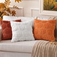thumbnail image 6 of decorUhome Fall Throw Pillow Covers 18x18 Pack of 2, Soft Plush Faux Wool Couch Pillow Covers, Orange (Pillow Cover Only, No Inserts Included), 6 of 8