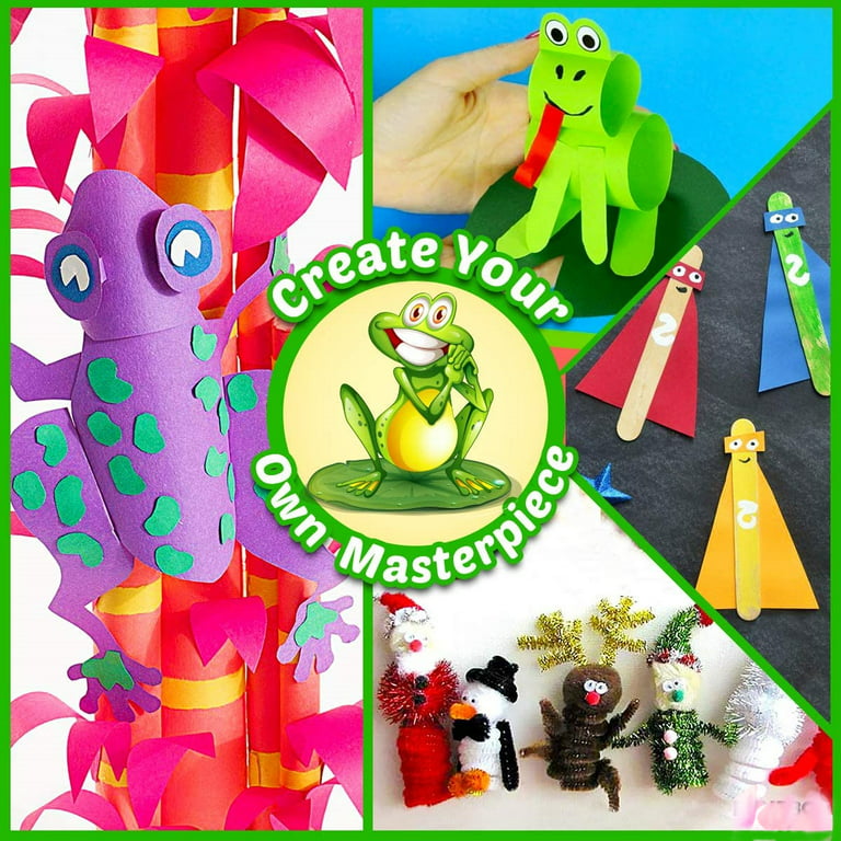 Craft Kits for Kids Ages 4-8, Art Craft Supplies Include Pipe Cleaners, Pompoms, Google Eyes - All in One DIY Crafts Kit for Toddlers Age 5 6 7 8