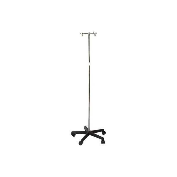 IV Poles Stand with 4 Hook. Chrome Plated Steel Stand, 5 Caster 20