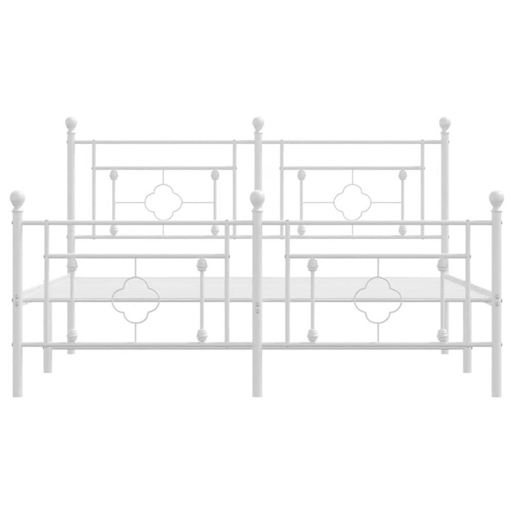 Pemberly Row Powder-Coated Steel King Size Bed Frame in White