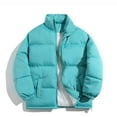 thumbnail image 5 of Dwelliawo Men's Stand Collar Puffer Jacket Full Zipper Coats Puffer Jacket Long Sleeve Windproof Down Jackets Thicken Warm Winter Coat with Pockets Clearance Sky Blue 4xl, 5 of 5
